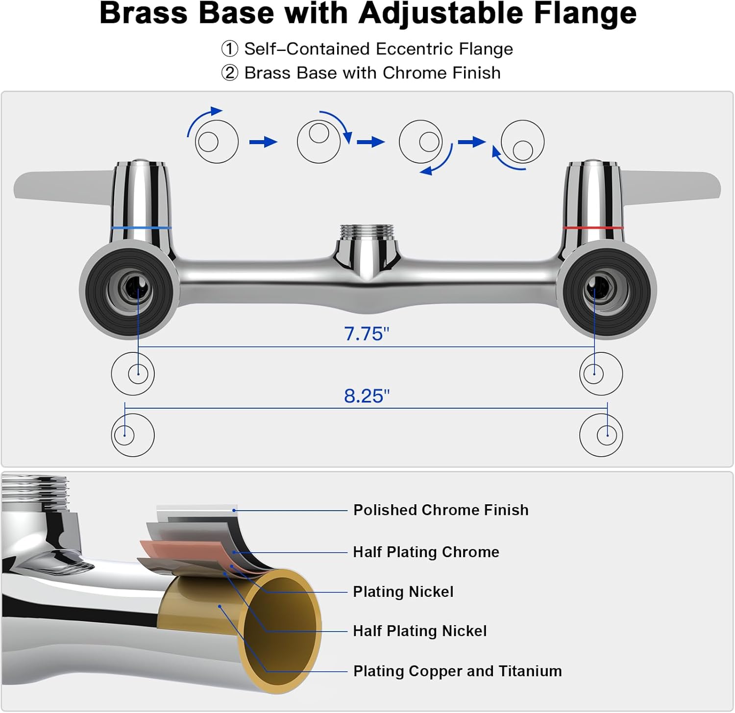 Commercial Faucet with Sprayer for Kitchen Sink: Akwadu Wall Mount Commercial Kitchen Faucet with Sprayer for Compartment Sink - 25" Height 8" Center Pre Rinse Faucet with 10 Inches Add-On Spout