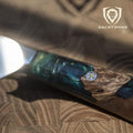 Dalstrong Valhalla Series High Carbon 9CR18MOV Steel BBQ Piranha Kitchen Knife with Celestial Resin &amp; Wood Handle, 6 Inches, Leather Sheath Included