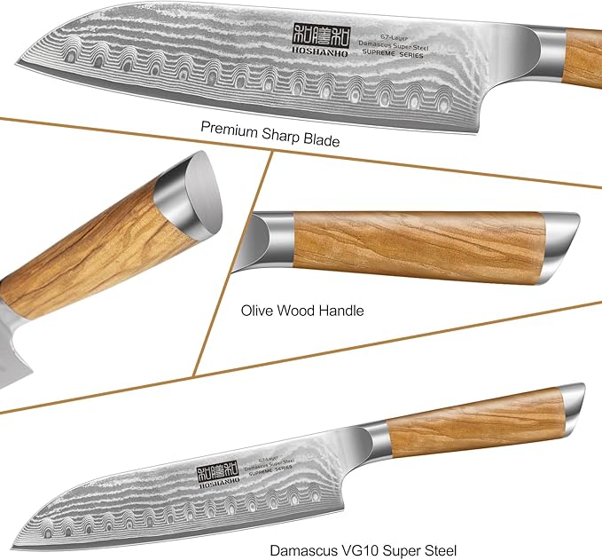 HOSHANHO 3 pieces Damascus chef knife set