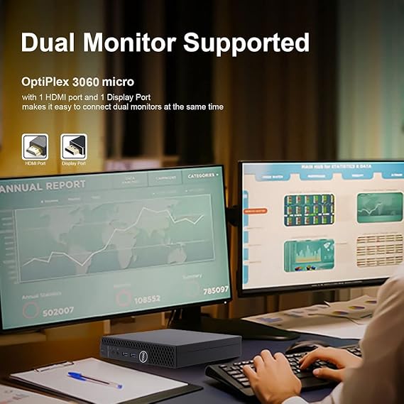 Dell Mini PC Windows 11 Micro Computer OptiPlex 3060 Desktop, i7-8700T 32GB Ram 1TB M.2 NVMe M.2 SSD,AX210 Built-WiFi 6E,HDMI Dual Monitor Support,Wireless Keyboard Mouse (Renewed)