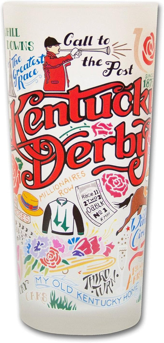 Kentucky Derby Drinking Glass | Geography Inspired Artwork Printed on a Frosted Cup