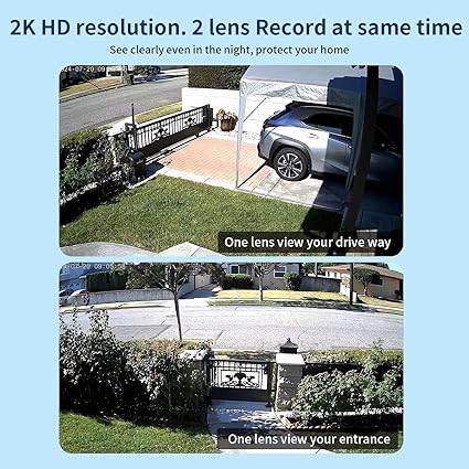 Dual Lens Wi-Fi Security Camera Outdoor, 2.4G/5G PTZ Outdoor Plug-in Camera Auto Tracking, Home Security Surveillance System,WiFi,Night Vision,7/24 Recording