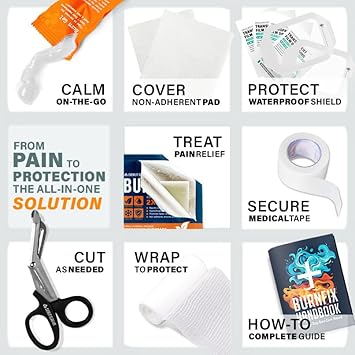 EVERLIT Burn Kit with Sterile Waterproof Wound Dressing | Hydrogel-Foam Burn Dressings, Burn Gel, Non-Stick Pads, Gauze & Shears | 30pcs First Aid Supplies for Instant Cooling, Soothing & Relief