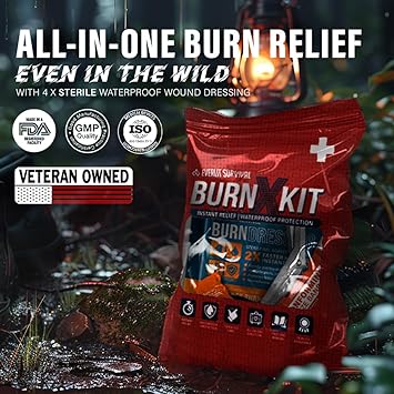 EVERLIT Burn Kit with Sterile Waterproof Wound Dressing | Hydrogel-Foam Burn Dressings, Burn Gel, Non-Stick Pads, Gauze & Shears | 30pcs First Aid Supplies for Instant Cooling, Soothing & Relief