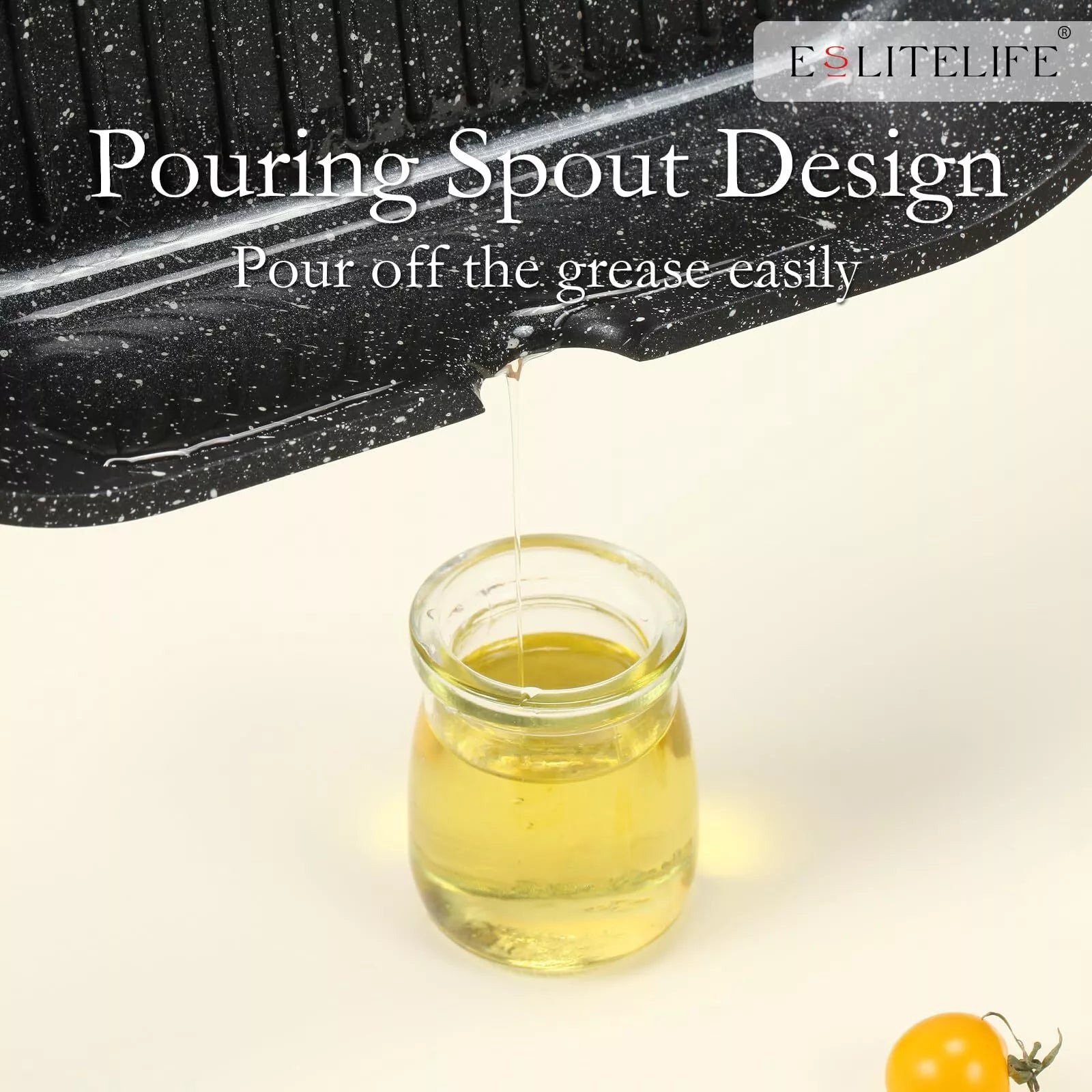 ESLITE LIFE 9.5 Inch Nonstick Grill Pan for Indoor Cooking