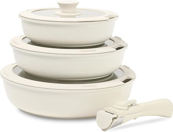 ESLITE LIFE Nonstick Ceramic Frying Pans Skillets Set with Lids, Non-Toxic Egg Omelette Kitchen Cooking Pans Compatible with All Stovetops (Gas, Electric & Induction), PTFE & PFOA Free (Black)