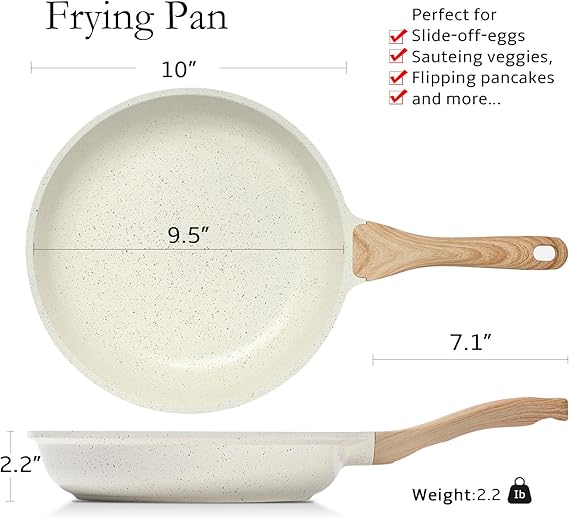 ESLITE LIFE Nonstick Ceramic Frying Pan Skillet, Non-Toxic Egg Omelet Pan