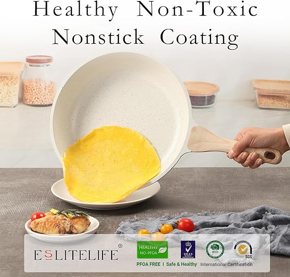 ESLITE LIFE Nonstick Ceramic Frying Pan Skillet, Non-Toxic Egg Omelet Pan