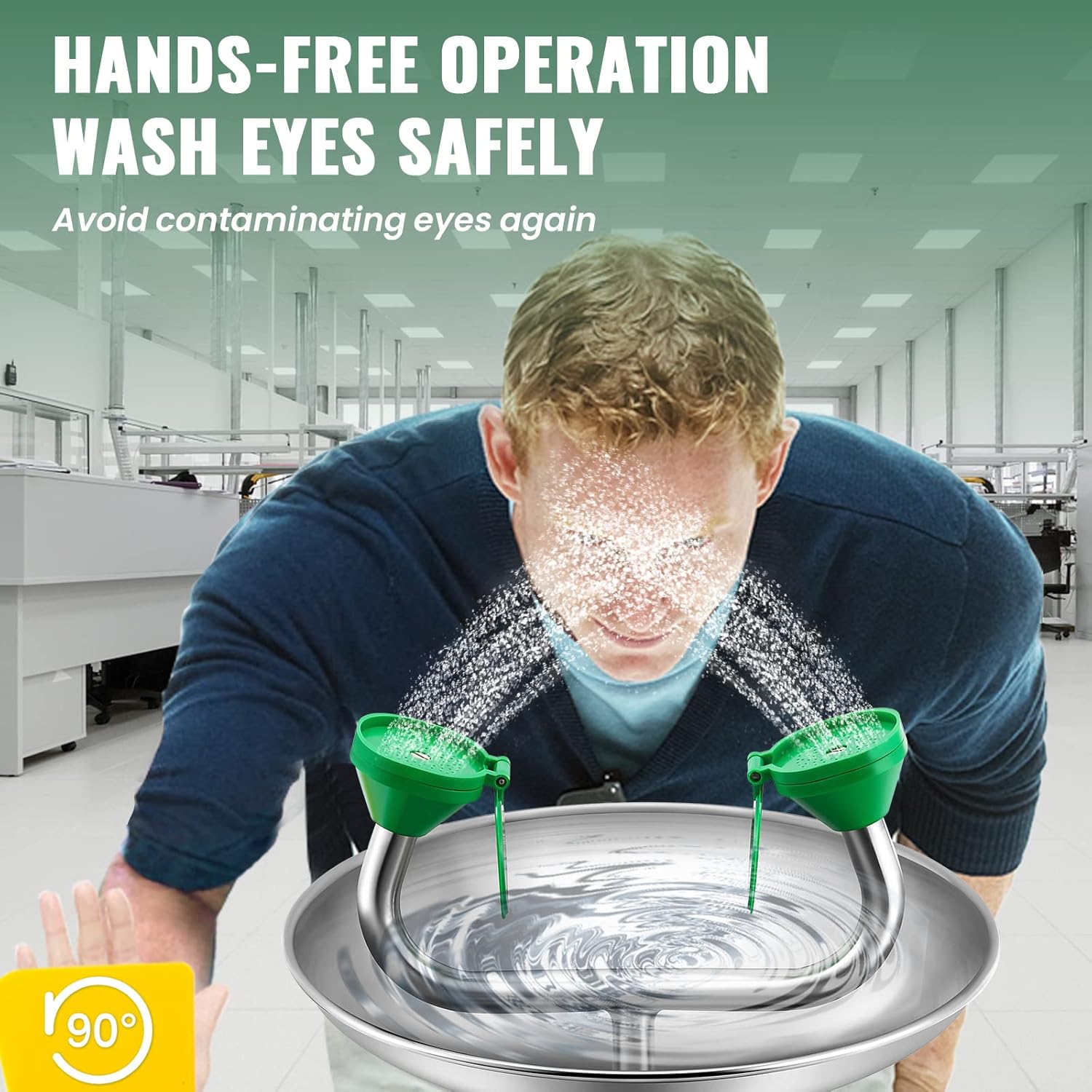 Huanyu Emergency Eye Wash Station Wall Mounted Eyewash Stations Safety First Aid Commercial Eye Washing with Sign for Factory Hospital