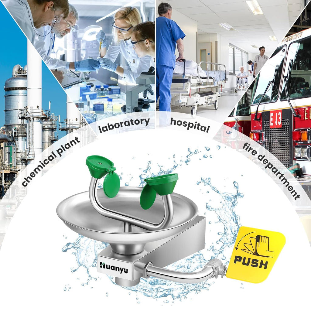 Huanyu Emergency Eye Wash Station Wall Mounted Eyewash Stations Safety First Aid Commercial Eye Washing with Sign for Factory Hospital