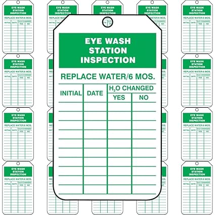 AccuformNMC "Eye WASH Station Inspection" Pack of 25 PF-Cardstock Inspection Record Tags, 5.75" x 3.25", Green on White, TRS245CTP, American Made Safety Tags, Signs, and Labels
