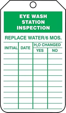 AccuformNMC "Eye WASH Station Inspection" Pack of 25 PF-Cardstock Inspection Record Tags, 5.75" x 3.25", Green on White, TRS245CTP, American Made Safety Tags, Signs, and Labels