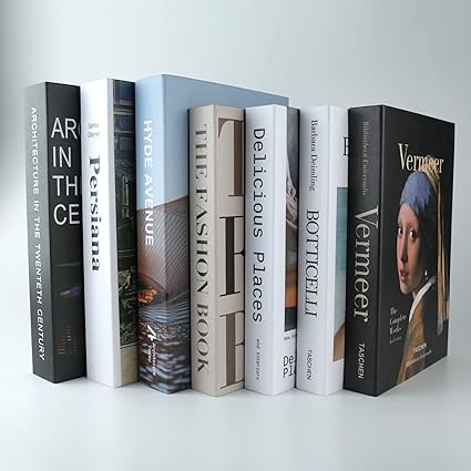 PT Shadow 7 Pcs Decorative Books for Home décor, Black and white shelf Decor Accents Library décor for Home Sweet Stacked Books