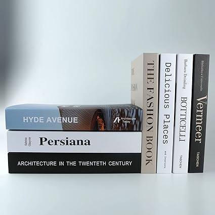 PT Shadow 7 Pcs Decorative Books for Home décor, Black and white shelf Decor Accents Library décor for Home Sweet Stacked Books