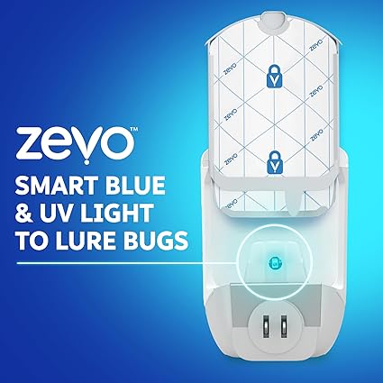 Zevo Flying Insect Trap for Indoors: Light Trap Captures Fruit Flies, Gnats and Houseflies, Starter Kit + Refills (1 Plug-in Base + 3 Cartridges)