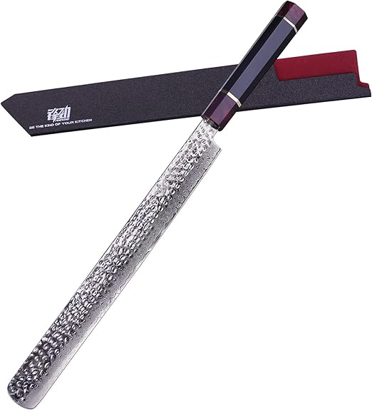 FINDKING Eternity Series Brisket Slicing Knife with ABS sheath, Sharp Carving Knife for Meat, BBQ Must-Have Knife, 9Cr18MoV Damascus Steel Blade