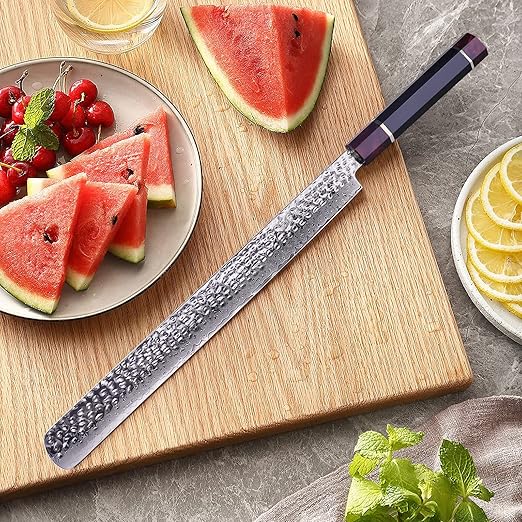 FINDKING Eternity Series Brisket Slicing Knife with ABS sheath, Sharp Carving Knife for Meat, BBQ Must-Have Knife, 9Cr18MoV Damascus Steel Blade