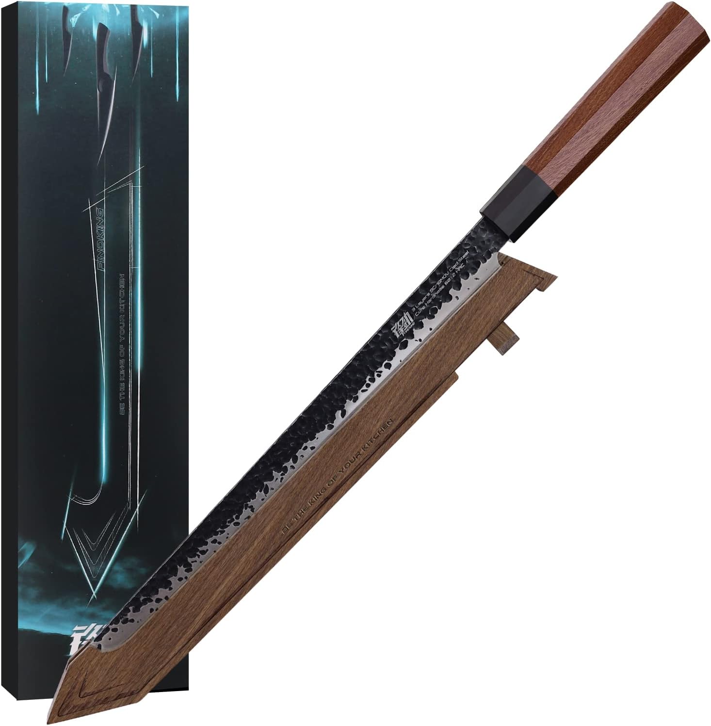 Walnut Knife Edge Guard, Wooden Magnetic Knife Sleeve for Counter, Drawer, Knife Bag, Light, Portable Blade Sheath Cover, Suitable for 10.5" Japanese Kitchen Knife (Knife Not Included)