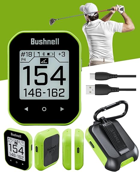 Wearable4U - Bushnell Phantom 3 Slope GPS Golf Green with Slope Technology, Touchscreen, Magnetic Cart Mount with Towel Bundl