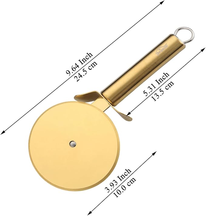 Berglander Pizza Wheel, Gold Titanium Plating Stainless Steel Pizza Cutter, Super Sharp Pizza Slicer With Titanium Gold Plating, Pastry Cutter, Easy to Clean And Stored