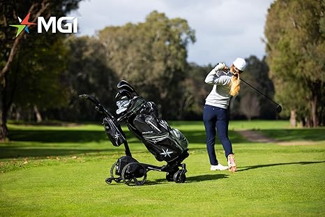 MGI Zip Navigator All Terrain Electric Golf Cart - 36 Hole Battery - Remote Control - (Drink, Umbrella, GPS-Phone)