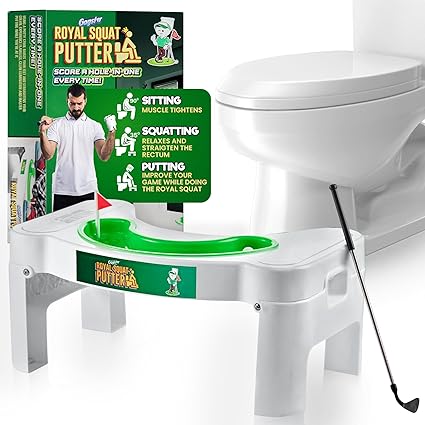 Gagster Royal Squat Putter - Mini Golf Toilet Game - Bathroom Stuff for Men - Foldable Potty Games for Adults - White Elephant Gift Ideas for Office - Indoor Golf Game for Men - Funny Gag Gifts