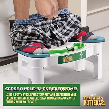 Gagster Royal Squat Putter - Mini Golf Toilet Game - Bathroom Stuff for Men - Foldable Potty Games for Adults - White Elephant Gift Ideas for Office - Indoor Golf Game for Men - Funny Gag Gifts