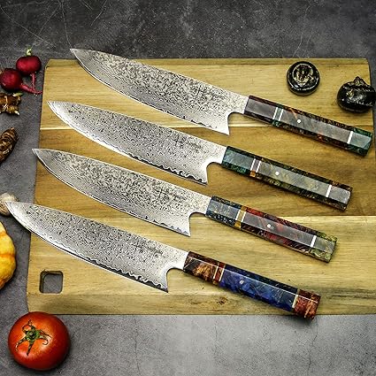 Ajegato Damascus Chef Knife Gyuto Unique One Of Kind Handle Professional 8 Inch Japanese Chefs Kitchen Knife Vg10 67 Layers Damascus Steel Knive with Sheath