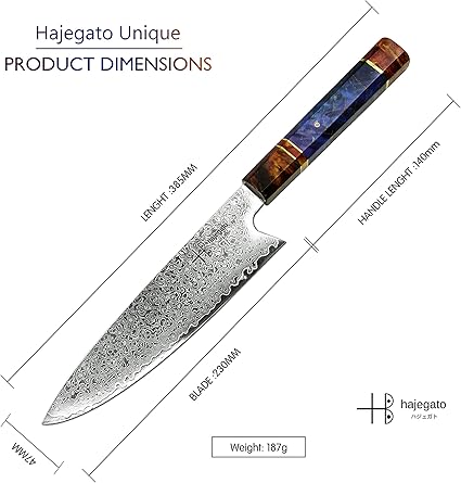 Ajegato Damascus Chef Knife Gyuto Unique One Of Kind Handle Professional 8 Inch Japanese Chefs Kitchen Knife Vg10 67 Layers Damascus Steel Knive with Sheath