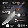 Ajegato Damascus Chef Knife Gyuto Unique One Of Kind Handle Professional 8 Inch Japanese Chefs Kitchen Knife Vg10 67 Layers Damascus Steel Knive with Sheath