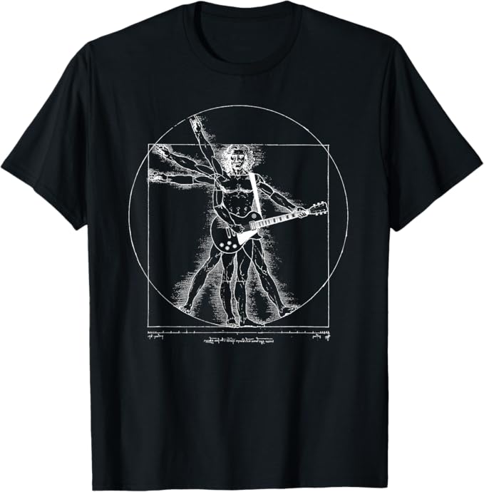 Guitar Da Vinci Vitruvian Man Guitar Player Musicians T-Shirt
