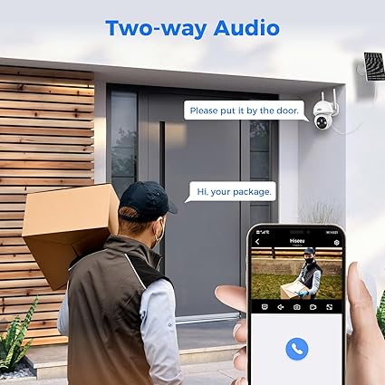 Hiseeu Wireless Solar Camera System Outdoor, 4PCS 4MP Home Battery Camera with 1T HDD, PTZ 360° View, PIR Motion Detection, Color Night Vision, IP66, 2-Way Audio, 2.4G WiFi