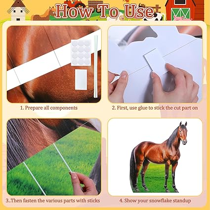 Marsui 6.3 ft Horse Racing Party Decorations Horse Cardboard Cutout Stand up Life Size Photo Props Animals Derby Day Decor for Western Party Supplies