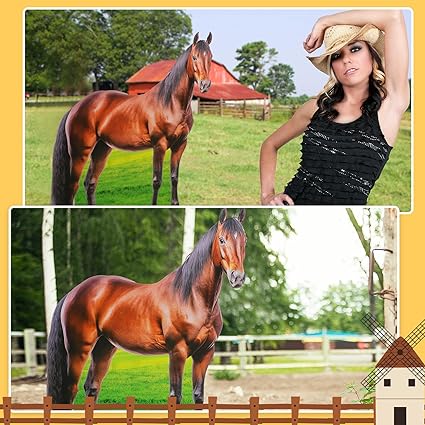 Marsui 6.3 ft Horse Racing Party Decorations Horse Cardboard Cutout Stand up Life Size Photo Props Animals Derby Day Decor for Western Party Supplies