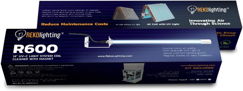 R600 24v HVAC Air Purifier UV Light Coil Cleaner Germicidal 14" 18W UVC for AC Air Conditioning with Magnet