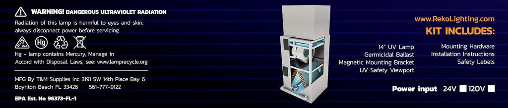 R600 24v HVAC Air Purifier UV Light Coil Cleaner Germicidal 14" 18W UVC for AC Air Conditioning with Magnet