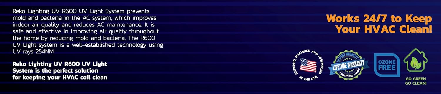 R600 24v HVAC Air Purifier UV Light Coil Cleaner Germicidal 14" 18W UVC for AC Air Conditioning with Magnet