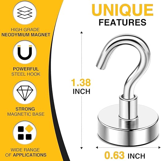 DIYMAG Magnetic Hooks, 30lbs+ Magnet Hook 2025 Cruise Cabin Ship Essentials Heavy Duty Strong Magnets Refrigerator Fridge Hanging for Classroom Beach...