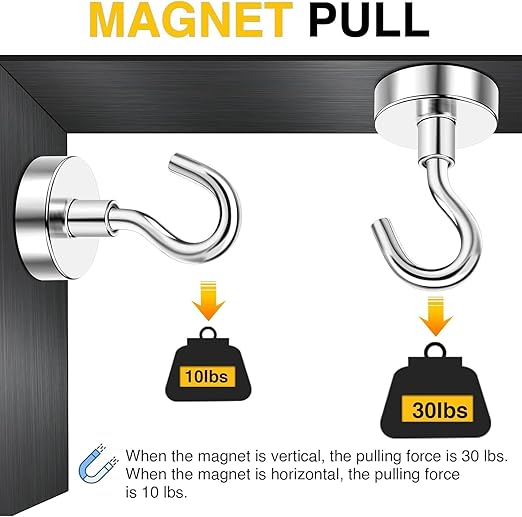 DIYMAG Magnetic Hooks, 30lbs+ Magnet Hook 2025 Cruise Cabin Ship Essentials Heavy Duty Strong Magnets Refrigerator Fridge Hanging for Classroom Beach...