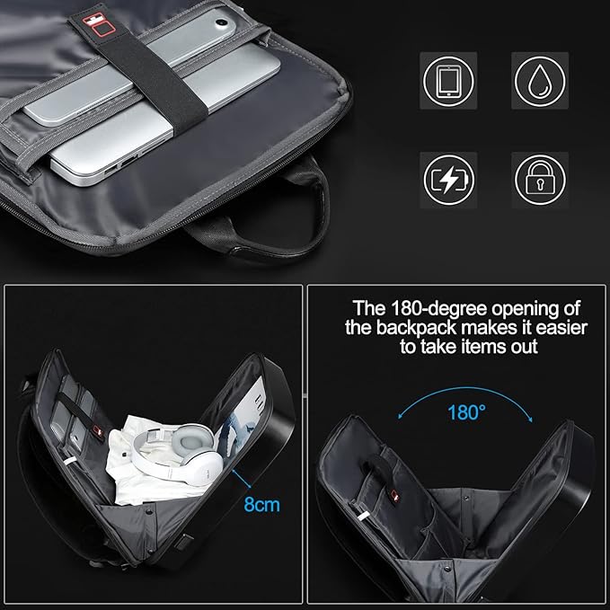 JUMO CYLY Anti-Theft Hard Shell Laptop Backpack, Expandable Waterproof Computer Backpack with USB Charging Port