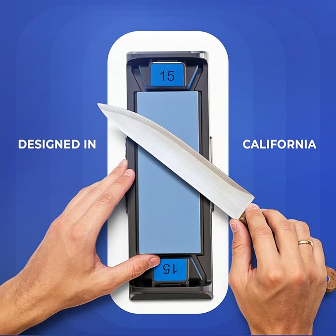 Sharp Pebble Knife Sharpening Stone Kit-Grit 1000/6000 Wet Stone-Built In Angle Guides 15/17/20/22 Degrees- Professional Whetstone Knife Sharpener Stone Set with Plastic Base