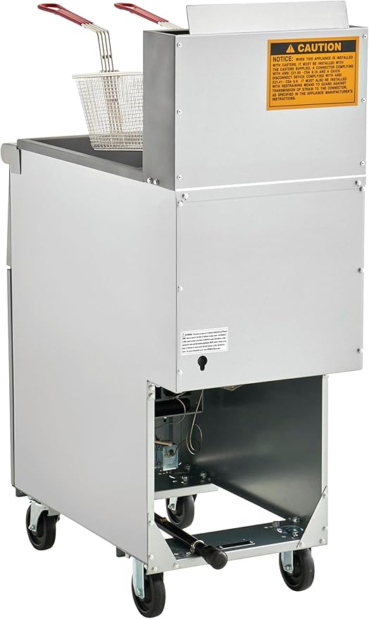 Kratos Commercial Deep Fryer, Floor Fryer with Casters and Four Burners, 50 lb. Capacity, 120,000 BTU, Natural Gas (29Y-051-NAT)