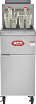 Kratos Commercial Deep Fryer, Floor Fryer with Casters and Four Burners, 50 lb. Capacity, 120,000 BTU, Natural Gas (29Y-051-NAT)