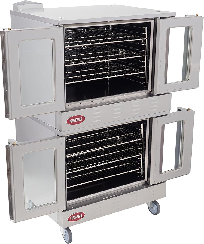 Kratos Commercial Electric Convection Oven, Full Size Double Stack Mobile Stainless Steel Electric Oven for Restaurants, 3 Phase, 208V (29Y-062)