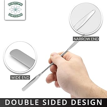 Stainless Steel Double Ended Micro Lab Spatula Sampler, Round & Tapered Arrow End