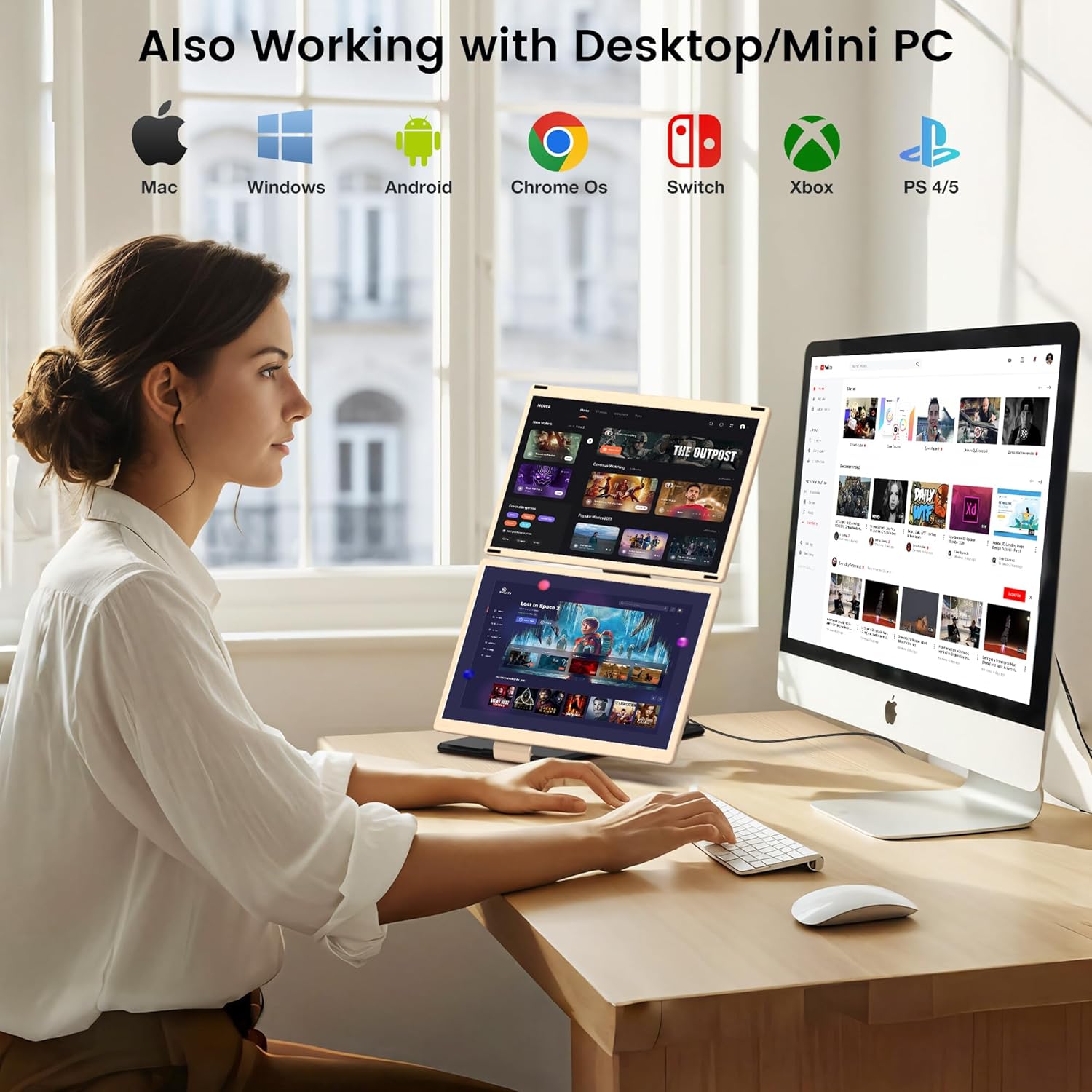 Laptop Screen Extender, 15.6'' Laptop Monitor Extender with 86% NTSC FHD 1080P Display