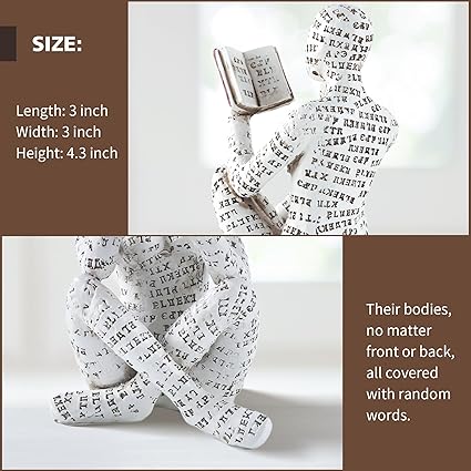 Home Decor Pulp Reading Women Thinker Statue Aesthetic Sculpture Room Decor Modern Abstract Decoration on Shelf Table Desk for Living Room