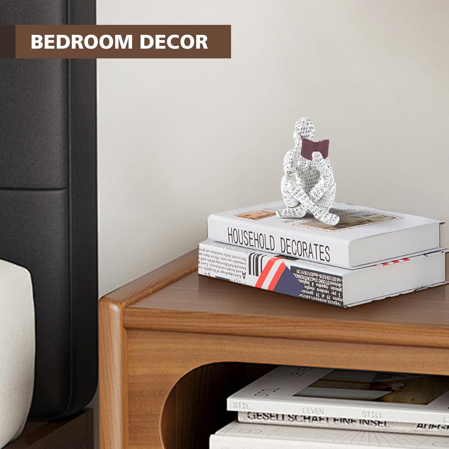 Home Decor Pulp Reading Women Thinker Statue Aesthetic Sculpture Room Decor Modern Abstract Decoration on Shelf Table Desk for Living Room