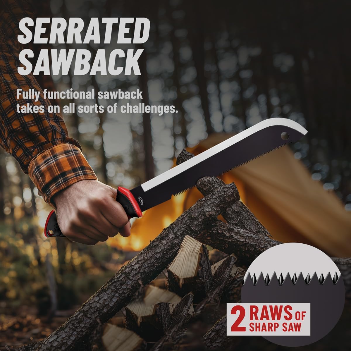 Machete with Saw - 19” Heavy Duty Tool & Sheath - Ergonomic No-Slip Handle - Survival Knife with Serrated Blade - Machetes for Bushcraft Outdoor Hunting...