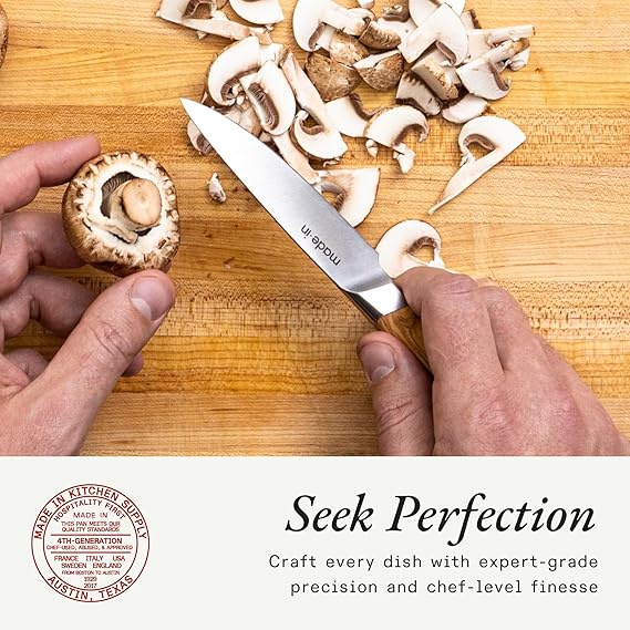 Made-In Cookware - 4" Paring Knife France - Full Tang with Pomme Red Handle